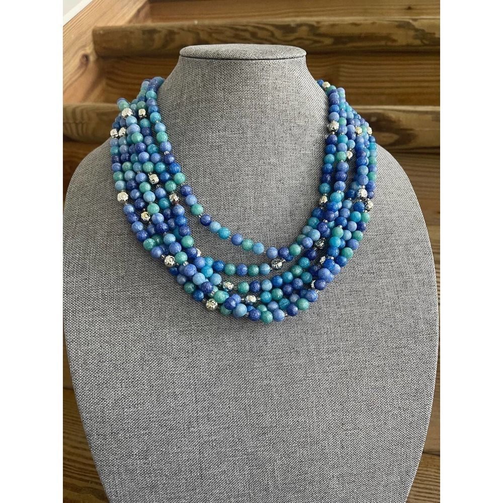 Statement Collar, Thin Chain NECKLACE, Indian Choker, Antique BLUE BIB Pendant,